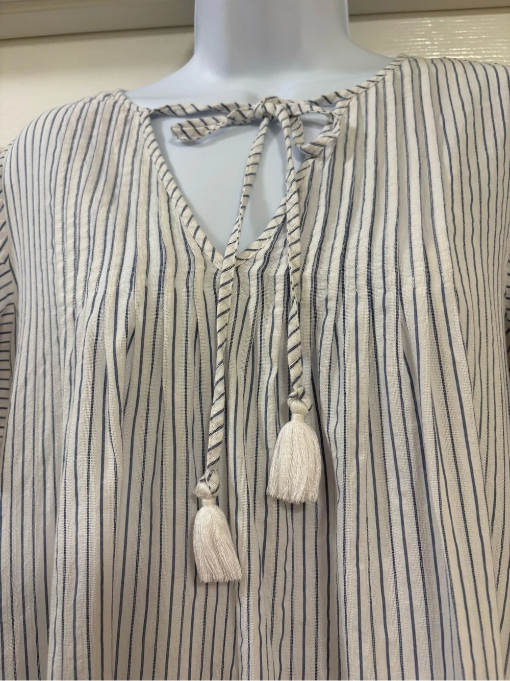 Vineyard Vines blue and white striped cotton dress, removable slip attached.